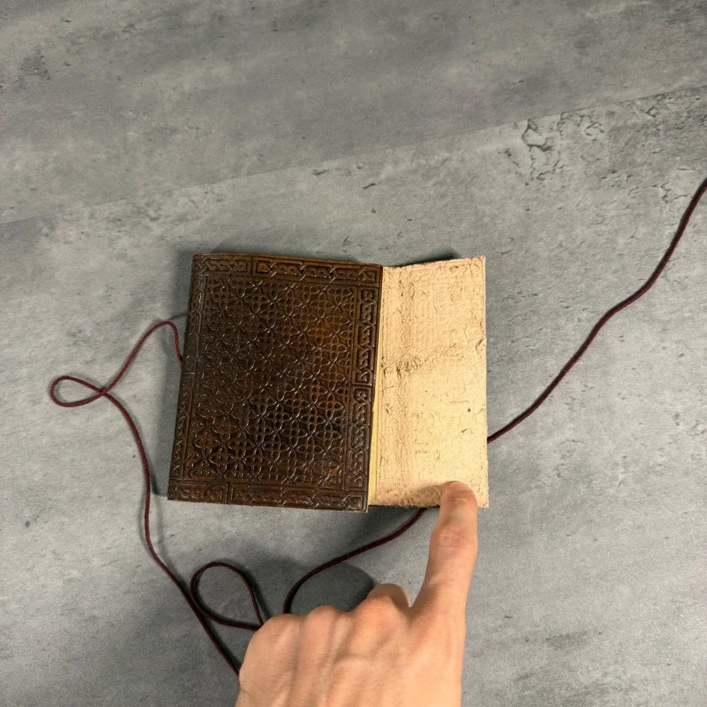 Handmade Leather Journal Unisex Brown Embossed Tie Wrap Refillable Diary Sketch
